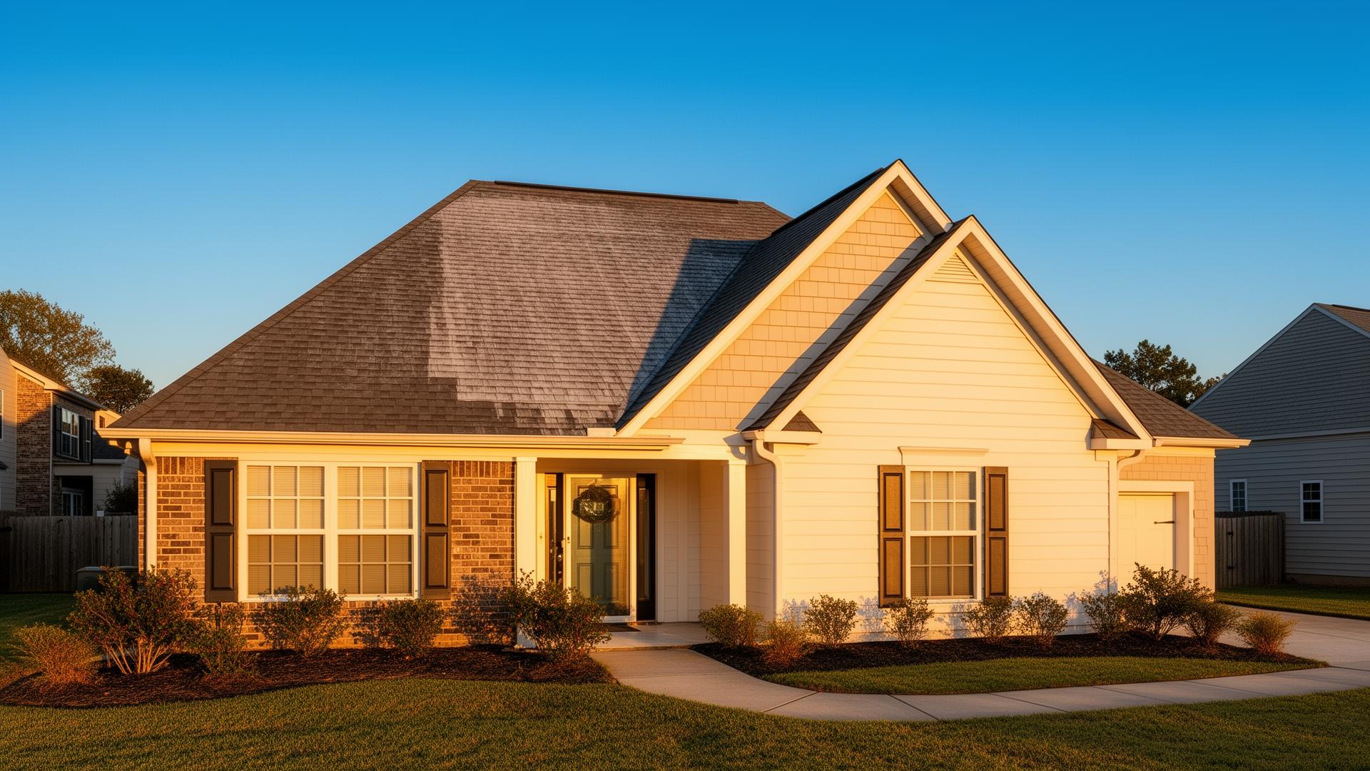 Restored suburban home at golden hour